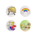 Cute cartoon metal badges set, round brooch pins with colorful cute illustration designs for bags. - Rainbow Style (45mm) / Bulk Packaging / Random Mixed Colors