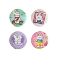 Cute cartoon rabbit metal badge pin brooch set for clothes backpack decoration accessories - Long-Eared Rabbit Style (45mm) / Bulk Packaging / Random Mixed Colors