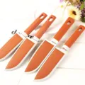 Juego de cuchillos para fruta de acero inoxidable con mango de plástico naranja y funda. - Cuchillo de Frutas / Naranja