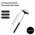 Retractable car rearview mirror wiper with rubber brush head and 5-section stainless steel pole. - 5-Section Approx. 83cm / Black