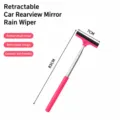 Retractable car rearview mirror wiper with rubber squeegee head, compact and portable design. - 5-Section Approx. 83cm / Pink