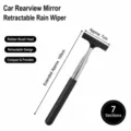 Retractable car rearview mirror wiper with stainless steel telescopic rod and rubber squeegee. - 7-Section Approx. 100cm Thickened / Black