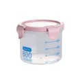 Contenant de stockage alimentaire en plastique transparent avec couvercle rose et échelle. - 600ml / Rose Clair