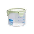Pot de stockage de cuisine en plastique avec couvercle vert et échelle graduée, 600 ml. - 600ml / Vert clair
