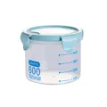 Boîte de conservation en plastique avec couvercle bleu et échelle, cuisine pratique. - 600ml / Bleu clair