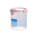 Boîte de conservation en plastique transparent avec couvercle rose et échelle de mesure. - 800ML / Rose Clair