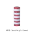 Red and white striped Christmas deco mesh ribbon, 10 yards for tree decoration - 25cm x 10 Yards / Red and White Striped