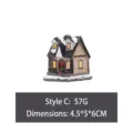 Miniature resin Christmas house ornament, Style C, 4.5x5x6cm dimension for holiday decor - Style C (Wood Grain) / 4.5*5*6cm