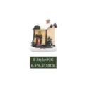 Handcrafted miniature Christmas resin house ornament Style E with snow accents 10cm tall - Style E (Beige Wall Pink Door)