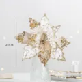 Elegant sparkling champagne Christmas poinsettia flower with golden sequins 21cm - 21cm / Champagne