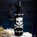 Funda de punto negra para botella de Halloween con diseño de calavera decorativa. - Funda de Botella de Calavera Negra