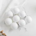 Set of 8 elegant white glossy Christmas baubles with silver hanging strings for tree - No Glitter Style / 4cm (24pcs Set) / White
