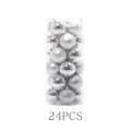 Set of 24 silver Christmas balls with matte glossy and glitter finishes for tree decor - 4cm (24pcs Set) / Silver