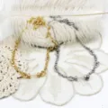 Collares DIY de lujo bañados en oro de 18K y plata con circonitas brillantes - Estilo de Cadena con Hebilla CD (G0597) / Longitud Total 400mm / Dorado