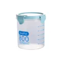 Transparenter Plastik Vorratsbehälter luftdicht versiegelt mit blauem Deckel Skala - 800ML / Hellblau
