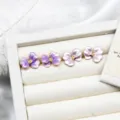 Detailed macro view of purple flower clover earring stud bases for DIY jewelry making - Flower Shape (17*19mm) / One Pair / Purple