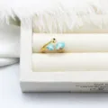 Detail of gold-plated open ring with blue enamel star and shell design for DIY pearls - Conch Starfish Style