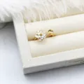 Detailed view of white enamel camellia flower ring base for DIY pearl jewelry making - White Multi-Petal Flower Style / White