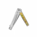 Stainless steel portable nail clipper with floral pattern handle, compact and convenient. - Gold Pattern Nail Clipper