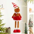 Festive Christmas gingerbread man doll with telescopic legs in a red knit outfit - Telescopic Girl Style