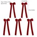 Wine red velvet Christmas bow ornaments 5-pack set for tree and wreath DIY decoration - Handmade Velvet Bow / 5 Pieces / Burgundy
