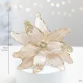 Champagne Christmas artificial flower with sequins and 26cm height measurement - Champagne