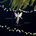 Iridescent white fairy angel Christmas tree ornament with wings, 12.5cm hanging decoration - White Flower Fairy / Iridescent Pearlescent