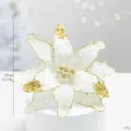 White artificial Christmas flower with gold glitter accents, 26cm size - White