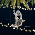 Clear acrylic angel Christmas hanging ornament with gold sequins shown with dimensions - Angel