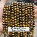 High grade 7A natural yellow tiger eye round loose gemstone beads for DIY jewelry making - 6mm approx 60pcs / 3A Natural Yellow Tiger Eye