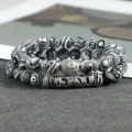 Set van 2 stuks 8mm zwart-witte kralen armband met Boeddha hoofd en zon buisbedel details - Kleur 12