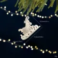 White pearlescent sleigh Christmas tree ornament 14.2x10.2cm hanging holiday decor - White Sleigh / Iridescent Pearlescent