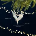 White iridescent angel wing heart Christmas tree hanging ornament, size 13.5x11cm - White Angel Wings / Iridescent Pearlescent