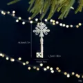 Elegant white pearlized vintage key Christmas tree ornament, 14.5cm festive hanging decor. - White Key / Iridescent Pearlescent