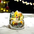 Luminous rotating Christmas music box with snow house and miniature train decoration - Snowman Train Musical Box