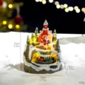 Hand-painted Christmas snow house musical box with rotating train and warm LED glow - Santa Train Musical Box