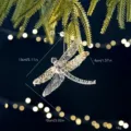 Transparent acrylic dragonfly Christmas ornament with gold sequins and dimension labels - Dragonfly