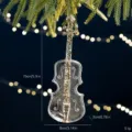 Beautiful clear acrylic violin Christmas ornament with sparkling gold sequins decoration - Violin