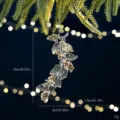 Transparent acrylic Christmas holly branch ornament with gold sequins, 16cm tall - Leaf