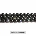High-quality 7A natural black obsidian round loose beads for DIY jewelry crafting - 6mm / 60 Counts / 7A Natural Double Eye Obsidian