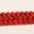 Vibrant red synthetic turquoise round beads with black spiderweb veins for jewelry DIY - Approx 4mm Around 90 Beads / Synthetic Red Turquoise