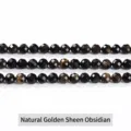 Natural faceted golden obsidian beads for DIY jewelry making accessories - 6mm / 64-Faceted Round Beads / Approx 60 Pieces/Pack / 7A Grade Gold Sheen Obsidian
