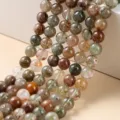 Cuentas redondas de cuarzo rutilado rojo y verde natural para joyería DIY - 6mm (aprox. 60pcs) / Cuarzo rutilado rojo-verde natural