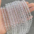Natural clear white crystal round beads on strings for DIY jewelry bracelet making - 10mm (Approx 37 Beads) / 7A Natural Clear Quartz (Minimal Cotton and Fissures)