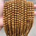 Natural green wood grain stone round beads for DIY jewelry bracelet making accessories - 10mm (Approx 37 Beads) / Natural Yellow Wood Grain Stone