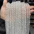 Hilos de cuentas redondas de cristal de cuarzo blanco natural para hacer joyas DIY - Cristal de Cuarzo Blanco Natural 5A (con nubes y grietas) / 4mm aprox. 84 piezas / Transparente
