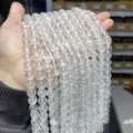 Natural clear quartz round loose beads for DIY jewelry making semi-finished strands - 10mm (Approx 37 Beads) / 3A Natural Clear Quartz (Major Cotton and Fissures)