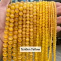 Perles rondes en œil de chat jaune doré de haute qualité pour la création de bijoux DIY - Environ 3.5mm/90 Perles / Jaune d'Or