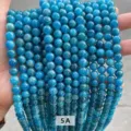 Perles rondes en apatite bleue naturelle de qualité 5A de 6mm pour création bijoux DIY - 10mm (Environ 37 perles) / Apatite Naturelle 5A