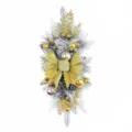 Elegant Christmas staircase swag with snowy pine branches and large golden glitter bow - Non-Luminous / 45*25cm / Gold